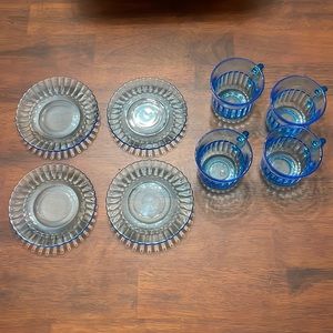 Vintage Ice Blue Fortecrisa Tea/Coffee Cups, and saucers.